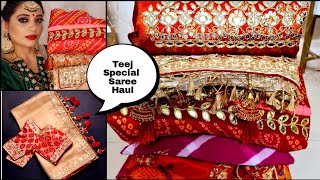 Meesho Teej Special Saree Haul  FestiveWedding Saree Haul Meesho Saree  Saree Haul meeshohaul [upl. by Cleavland]