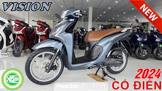 XE amp XE  Review và báo giá Honda Vision 110cc 2024 》Phiên bản cổ điển  Xanh đen bạc  Xanh xám [upl. by Hinda]