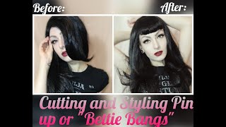 Cutting Styling Pin up Bettie Bangs on a wig [upl. by Marnie]