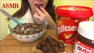 ASMR NUTELLA MALTESERS amp MILK MARSHMALLOW FLUFF amp PEANUT BUTTER TOAST CEREAL ASMR [upl. by Eram]