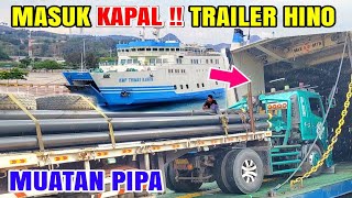 TRUK Keluar Masuk KAPAL  Di Dermaga 3 Pelabuhan Bakauheni Lampung Menuju Merak Banten [upl. by Nagaer28]