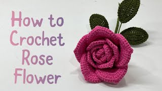 DIY Crochet a Lovely Long Stem Roses Flower [upl. by Ecirehc740]