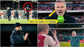 Arteta copies Klopp with his iconic Fist celebration amp Carragher gets angry on Odegaard [upl. by Akemyt]