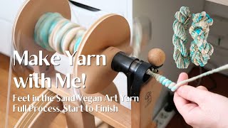 Make Yarn With Me ✨ Feet in the Sand ✨ Corespun amp Coiled Vegan Handspun Art Yarn  Full Process [upl. by Sedecrem]