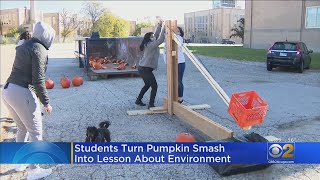 Students Turn Pumpkin Smash Into Lesson About Environment [upl. by Divad309]