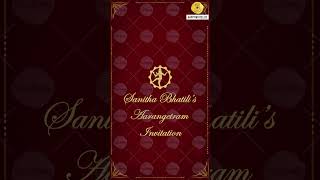 Bharatnatyam Arangetram Invitation Card Design Video  To order whatsapp 918879794909 [upl. by Ellenrad84]