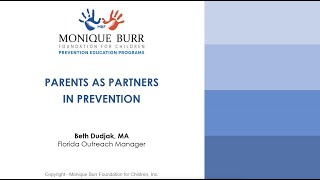 Parents as Partners in Prevention Webinar [upl. by Ahsar]