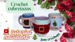 CROCHET cubre tazas TUTORIAL navideño 🎄✨🎅 pasó a paso para principiantes ✨🧶 [upl. by Eladnwahs939]