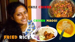 BENGALI STYLE FRIED RICE  CHILI CHIKEN  HOME MADE  CHIKEN MAGGI 15 [upl. by Yarb206]