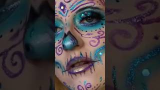 Crazy Colorful Sugar Skull Halloween Makeup Tutorial youtubeshorts [upl. by Oicaro208]