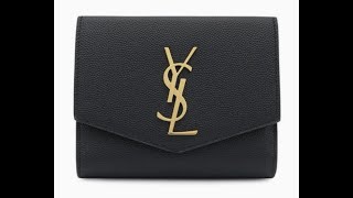 Saint Laurent uptown compact wallet in grain de poudre embossed leather 582296 1GF0J 1000 [upl. by Sabir]