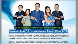 Mercantile Bank Job CircularMTOবিনা অভিজ্ঞতায় ৮২০০০ টাকায় বেতনে মার্কেন্টাইল ব্যাংকে এমটিও নিয়োগ [upl. by Infield573]