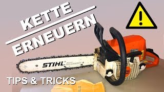 Neue Kette auf Stihl Kettensägen aufziehen und spannen [upl. by Lirba]