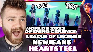 Worlds 2023 Finals Opening Ceremony  LEAGUE OF LEGENDS  NewJeans x HEARTSTEEL amp More  REACTION [upl. by Anad832]