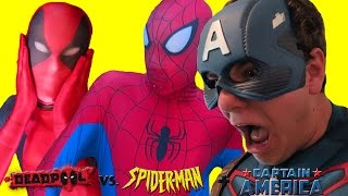 Spiderman amp Captain America vs DEADPOOL Superhero Movie In Real Life [upl. by Corny]