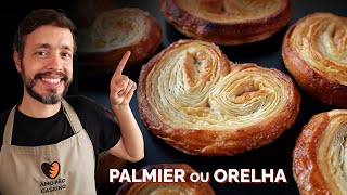 PALMIER ou ORELHA  Massa folhada do zero que não precisa sovar [upl. by Llennej]