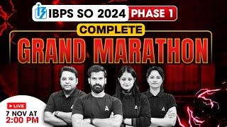 IBPS SO 2024  IBPS SO Phase 1 Grand Marathon  IBPS SO 2024 Preparation [upl. by Kalk970]