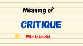 Daily vocabulary  Critique Meaning  Vocabgram [upl. by Aicenet488]