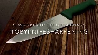 Sharpening Giesser Rostfrei 8quot Chef Knife with Japanese Whetstone [upl. by Khalsa650]