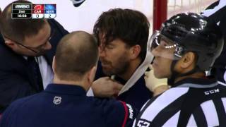 Gotta See It Lundqvist takes puck to neck stays in game [upl. by Lachus]