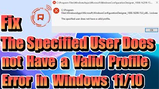 Fix The Specified User Does not Have a Valid Profile Error [upl. by Igiul]