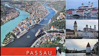 Passau  scenic Three River City in Bavaria near GermanyAustria border with prominent Cathedral [upl. by Yolanda318]