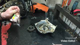 Stihl ergostart system repair on Stihl Ms 211 C [upl. by Amek]