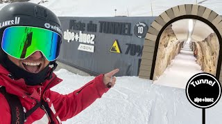 Skiing the famous Tunnel Piste  Alpe d’Huez  Insta360 [upl. by Nylirak265]