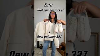 Zara viral bomber jacket in cream  how to style bomber jacket  Zara spring try on [upl. by Aonehc]