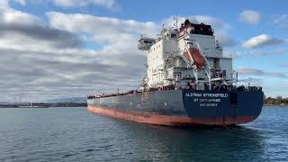 Great Lakes freighter Algoma Strongfield in the Soo Harbor [upl. by Nnayd]