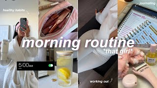 trying the 5 AM quotthat girlquot morning routine ⭐️ productive amp healthy routine life changing tips [upl. by Barram]