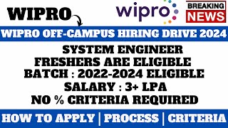 WIPRO OFFCAMPUS HIRING 2024  BATCH 20232025  SALARY  4 LPA  DIOPLOMA HOLDERS CAN APPLY [upl. by Maryn]