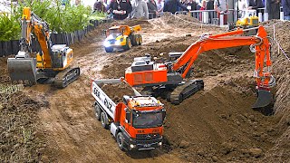 Fantastic RC Construction Site RC Excavators Dump Trucks Faszination Modellbau Friedrichshafen 2023 [upl. by Gussy]