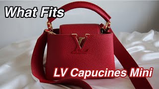 LV CAPUCINES MINI  WHAT FITS  BOHEMIANGIRL [upl. by Hsreh]