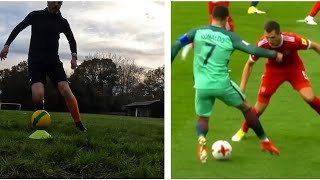 How to Practice Ronaldo Step Over Dribbling Training No 7 ronaldo training coaching football [upl. by Ainnek]