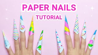 Paper Nails Tutorial  How to make paper nails  DIY Fake Nails 💅🏻 Origami Claws [upl. by Tersina]