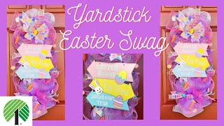 Easy EASTER Yardstick Door Swag DIY Dollar Tree Mesh Wreath 🌸🐰🌸 Spring Home Decor Ideas [upl. by Modnar]