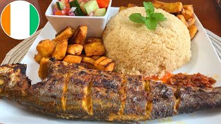 Attieke Poisson 🇨🇮  How to cook Attieke with Oven Grilled Fish amp Fried Plantains  Mansa Queen [upl. by Garibull]