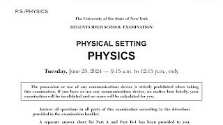 June 2024 Physics Regents Review Part 1 Multiple Choice Questions 150 [upl. by Remde]