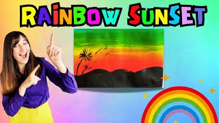 Rainbow sunset painting  easy kids activity [upl. by Eniffit]