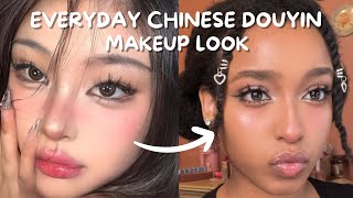 EVERYDAY CHINESE DOUYIN MAKEUP LOOK ON BROWN SKIN [upl. by Bluefield794]