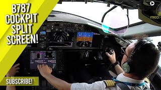 FANTASTIC B787 Cockpit SplitScreen Air Austral Takeoff from La Reunion AirClips [upl. by Seravat775]