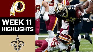 Redskins vs Saints  NFL Week 11 Game Highlights [upl. by Yram]