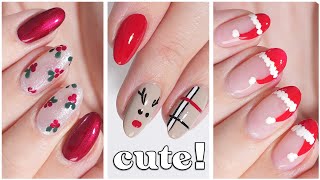 Christmas Nail Art 🎅🏻 3 Cute amp Minimalist Christmas Nail Art Designs [upl. by Neras]