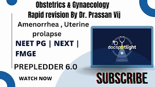 2AmenorrheaUterine prolapseOBGYN Rapid Revision 60📖📚by DrPrassanVij youtube neetpgpreperation [upl. by Sewoll]