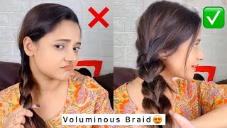 Correct way to Braid your hair✅ Voluminous braid tutorial ✅😍 hairstyle braids shorts ashortaday [upl. by Heddy]