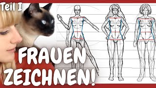 FRAUEN ZEICHNEN Lernen Weibliche Figuren zeichnen 1 zu 8 konstruieren EASY TUTORIAL für Anfänger [upl. by Namialus]