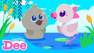 Baby Swan and Flamingo  Baby Animal Songs  Dragon Dee Songs for Children [upl. by Ahsienot]