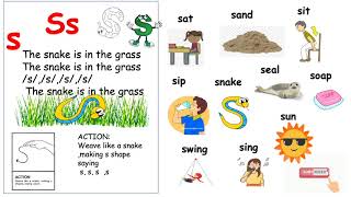 JOLLY PHONICS GROUP 1 SATIP N SONGS W ACTION amp VOCABULARY REPEATED 2X [upl. by Adlanor]