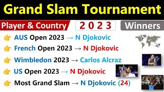 All Grand Slam Tournament 2023  Current Affairs  US Open Australian Open French Open amp Wimbledon [upl. by Veradia]